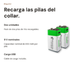 Pack de dos pilas de 9 V, 650 mAh por pila y cable de carga incluido