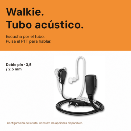 Auricular walkie intraural de dos pines