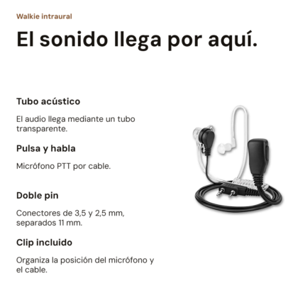 Auricular walkie intraural de dos pines — vista 2