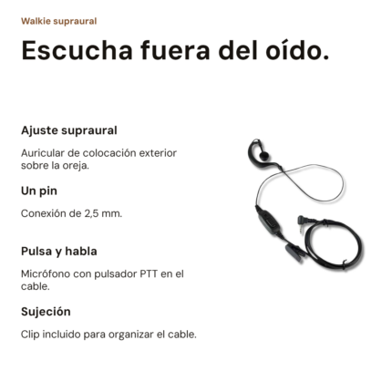 Auricular walkie supraural de un pin — vista 2